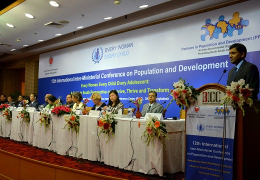12th International Inter-Ministerial Conference on Population and Development “Every Woman Every Child Every Adolescent: A South to South Perspective on Survive, Thrive and Transform” held in Dhaka on 21 November 2015