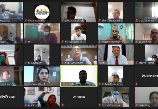 A Virtual Meeting with the Health Professional on “Providing Comprehensive, Safe and Appropriate Intervention to Prevent Postpartum Hemorrhage for Reducing Maternal Mortality in Bangladesh” Funded by Chinese Government’s South-South Cooperation Assistance Fund (SSCAF) was held on 28th July 2020
